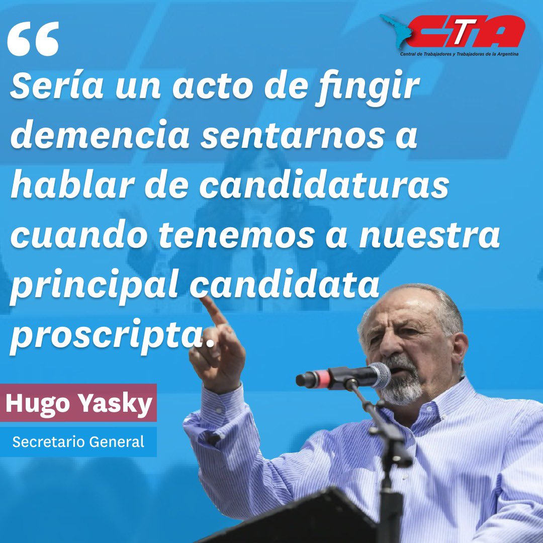 CTAok's tweet photo. La proscripción de @CFKArgentina tiene que ser central en la mesa política. https://t.co/vyTvFD56qq