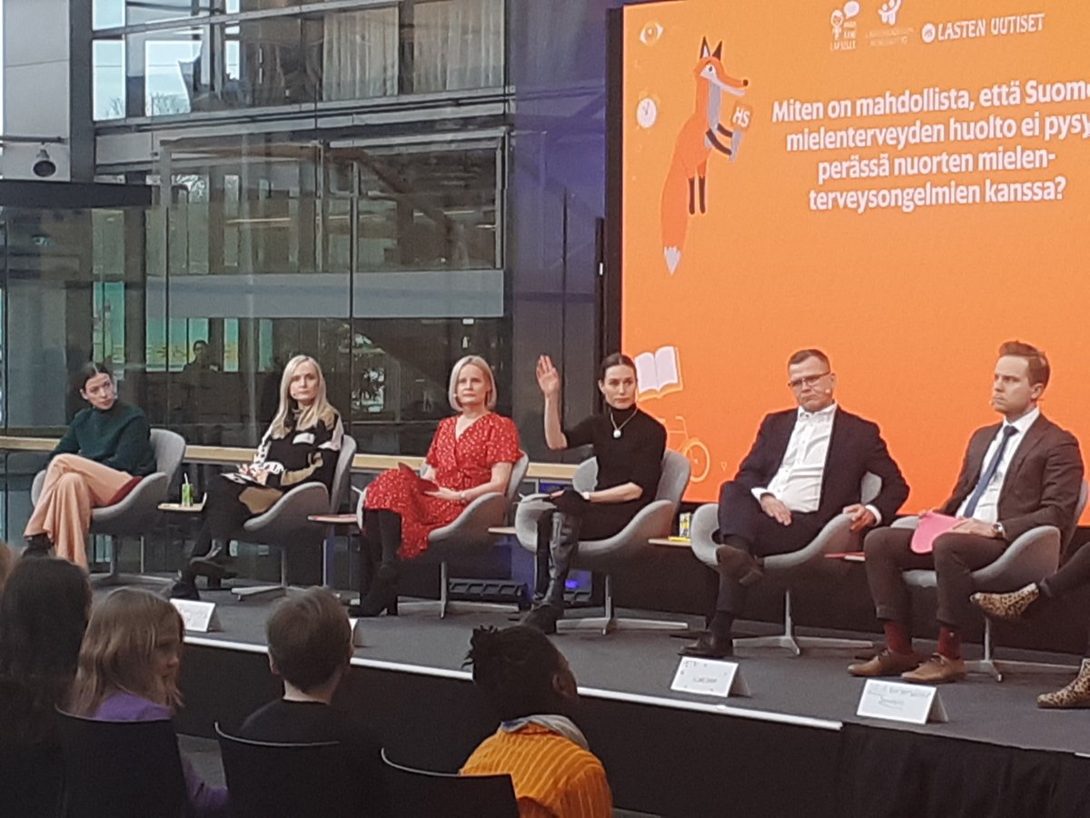 williamdoylenyc's tweet photo. What democracy looks like: leaders of every Finnish political party, left, right and center, answer pre-election hard questions from children on climate, bullying, day care, racism, LGBTQ+. And what they like about each other (it's friendship day in Finland). https://t.co/IuBAQENsHi
