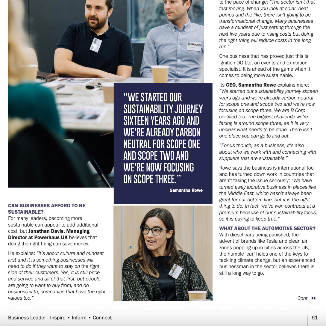 Our CEO, Sam Rowe, recently joined a @BLeaderNews panel to discuss tackling the #climatecrisis in terms of how each business conducts itself. 

Find out more on pages 60-62: hubs.la/Q01Cfr6X0

#EventProfs #Sustainability #BristolBusiness #BusinessLeader