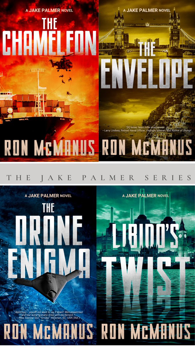 Ron_McManus's tweet photo. My Jake Palmer suspense/thriller novels. The Chameleon, the last of the series has won 8 national and international awards, including Independent Author Network's fiction Book of the Year Runner-up, and the Chanticleer International Book Award's Global Thriller Grand Prize. https://t.co/HwEPgi4KbN