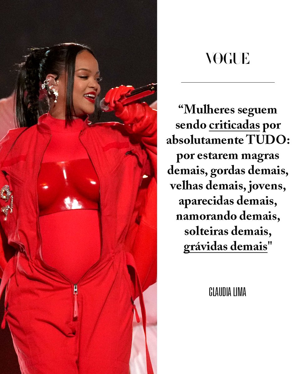 voguebrasil's tweet photo. Rihanna e todas as mulheres do mundo nunca são boas o suficiente? Leia a coluna de Claudia Lima sobre o que está por trás das críticas em torno da apresentação da cantora no Super Bowl

---> https://t.co/18GynAIK4L https://t.co/00lgQDj6Mr