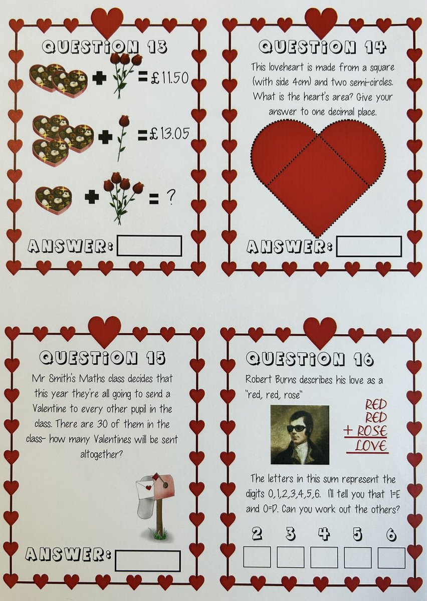 SolSchMaths's tweet photo. Lower School pupils were solving Valentine’s Day puzzles in #PiClub today. #ValentinesDay 🥰#SolSchMaths https://t.co/oL1nKGoAR7