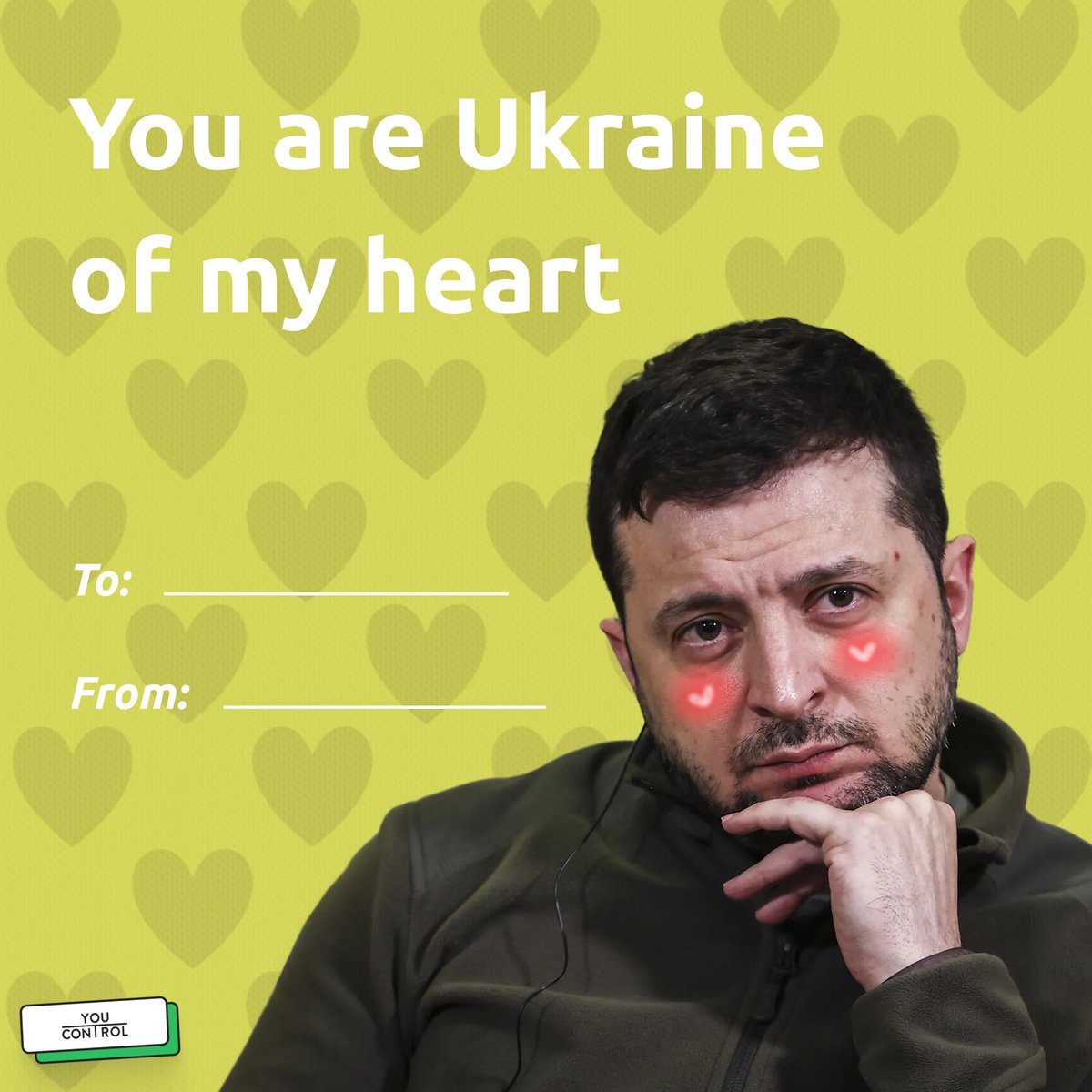 ItsYouControl's tweet photo. Let us talk about love...💙💛

@ZelenskyyUa 
#LoveIsYouControl #Ukraine #ValentinesDay2023 #ValentinesDay https://t.co/i9lIleB31O