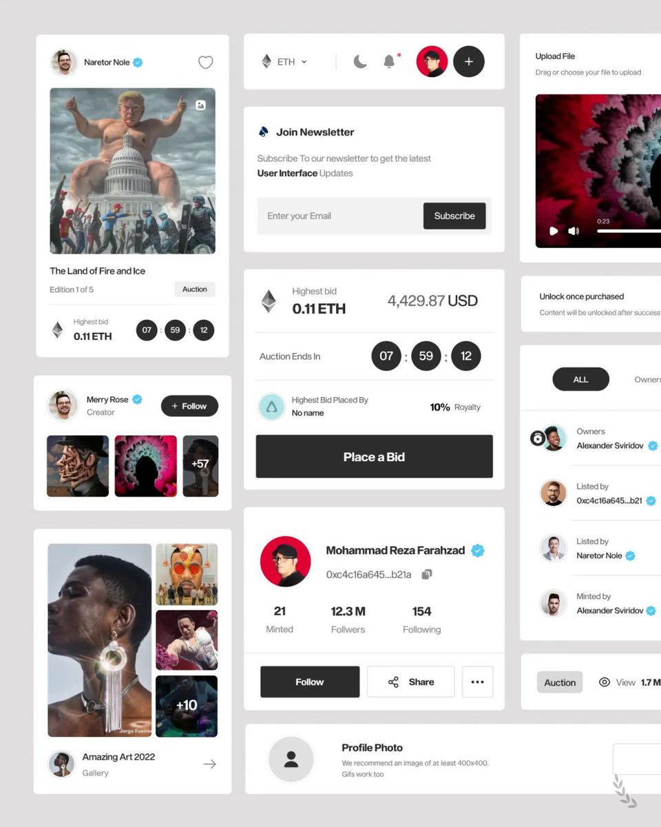 muscreativeshq's tweet photo. NFT Website Components Design Inspiration

Designer: Mohammad Reza Farahzad 
@mrfarahzad 

#ui #ux #webdesign #design #tech #designandtech #MusCreatives https://t.co/U5JuuHuZuP