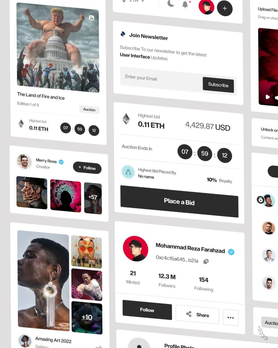 muscreativeshq's tweet photo. NFT Website Components Design Inspiration

Designer: Mohammad Reza Farahzad 
@mrfarahzad 

#ui #ux #webdesign #design #tech #designandtech #MusCreatives https://t.co/U5JuuHuZuP