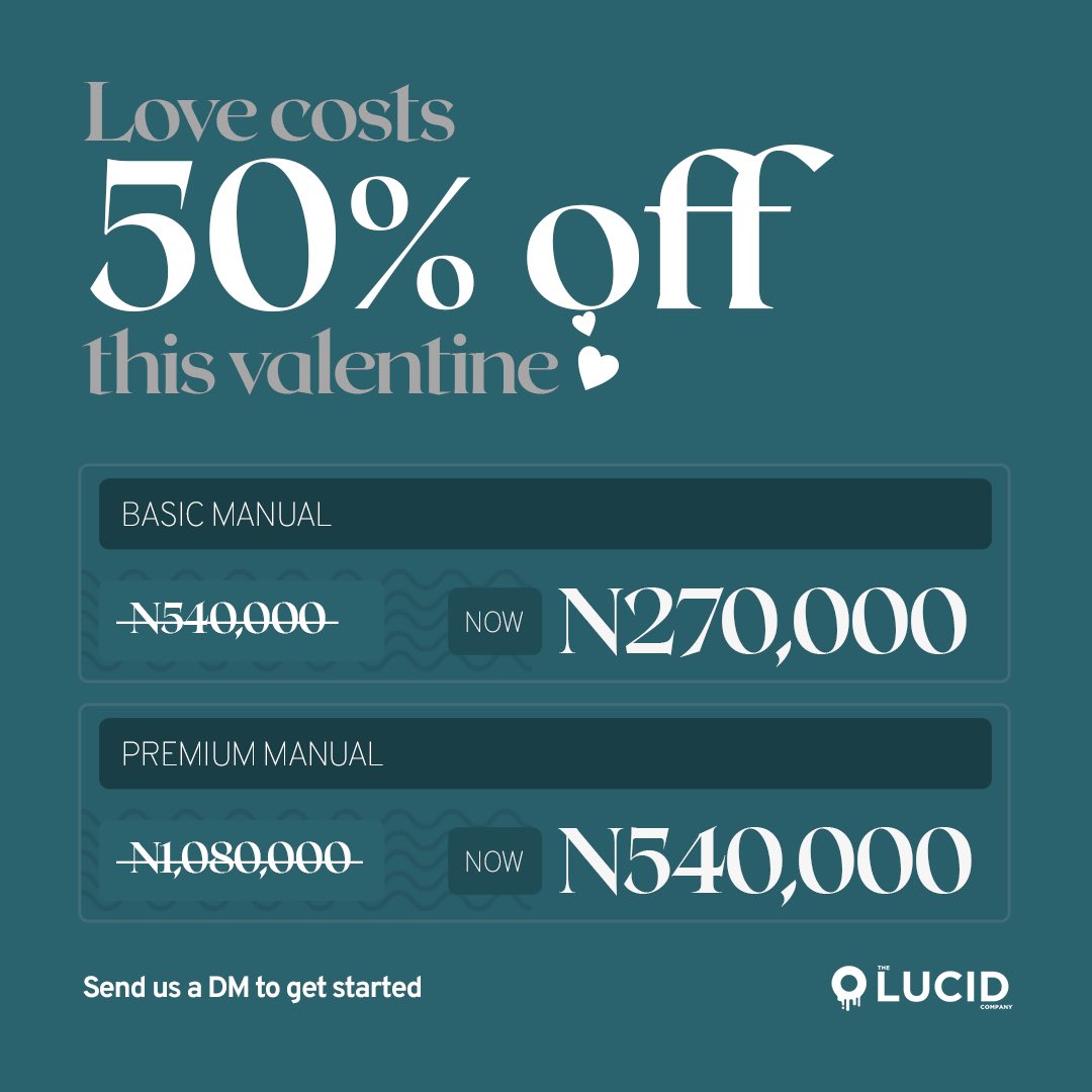 TheLucidCompany's tweet photo. Make your audience fall in love with your brand this Valentine. Get a brand manual from us at half the price. 😘😌

Send a DM to get started.

Discount runs from now until the end of the month.

Happy Valentine’s Day. ❤️ https://t.co/ReQtB7bsRo