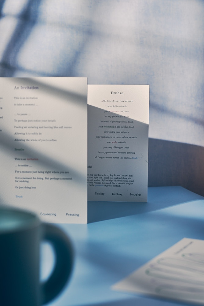 feveredsleep's tweet photo. Designed by @Akshasha_ and Petra Söör with @F_M_studio, the Gestures pamphlet holds thoughts and stories on touch and short exercises to help staff, relatives and residents tune into their senses. 

Learn more about our project Gestures here: https://t.co/ePTS0dWszc https://t.co/jxtq6JpstP