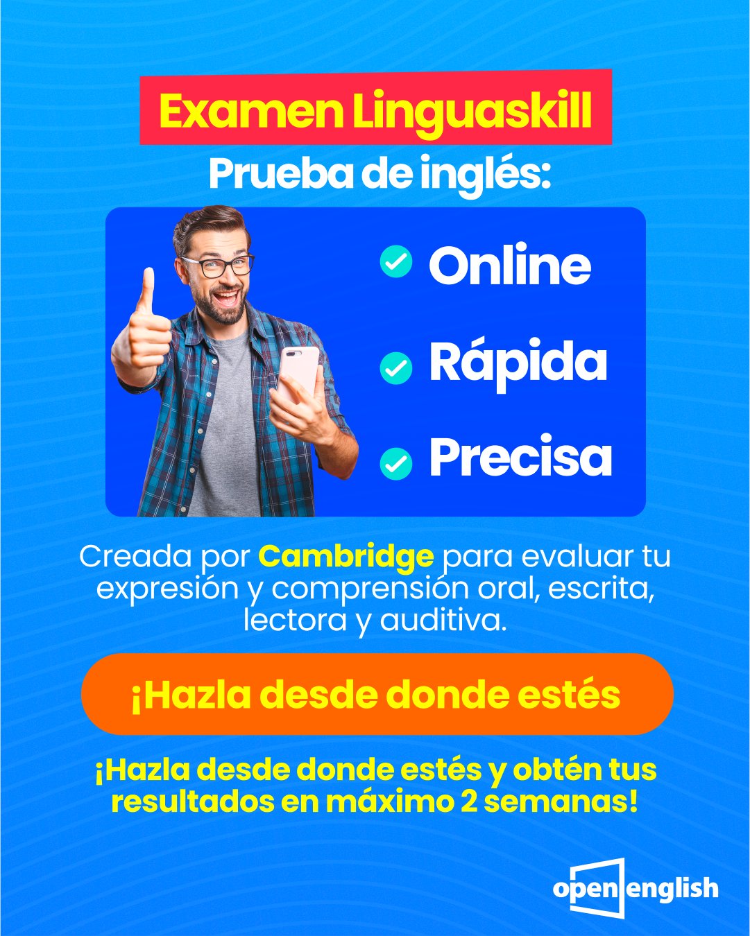 openenglish on X: ¿Conoces esta prueba de inglés? 😱 Open English🚀 la  tiene completamente gratuita para ti, descubre todo lo que tenemos para que  logres la fluidez este 2023 👉🏻    /