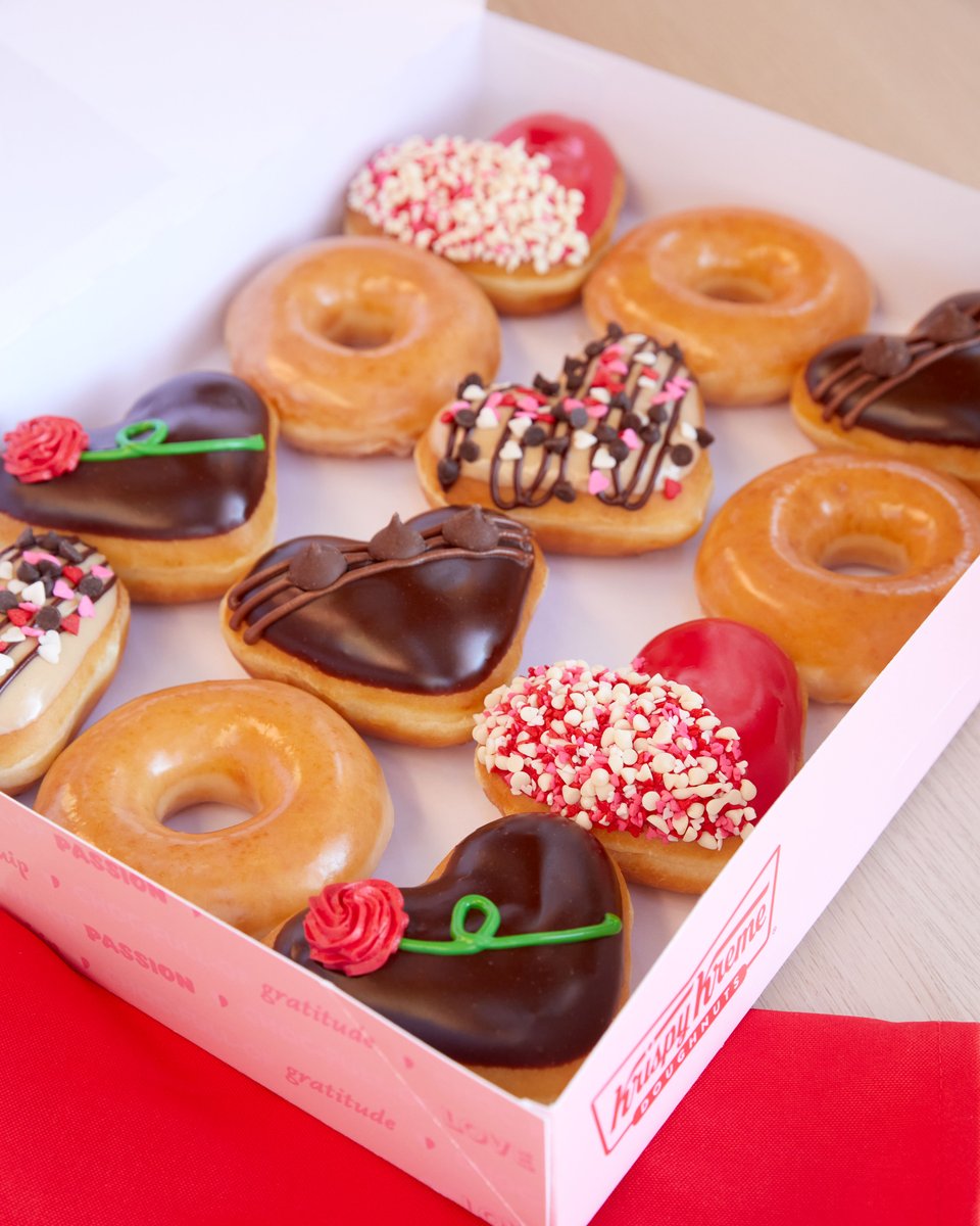 krispykreme's tweet photo. Happy #ValentinesDay! 🥰 Today is your LAST CHANCE to say I 💘 you with our HERSHEY'S heart-shaped doughnuts! 🍩 https://t.co/9C7XSKNgOb https://t.co/SrfmG1gfvE