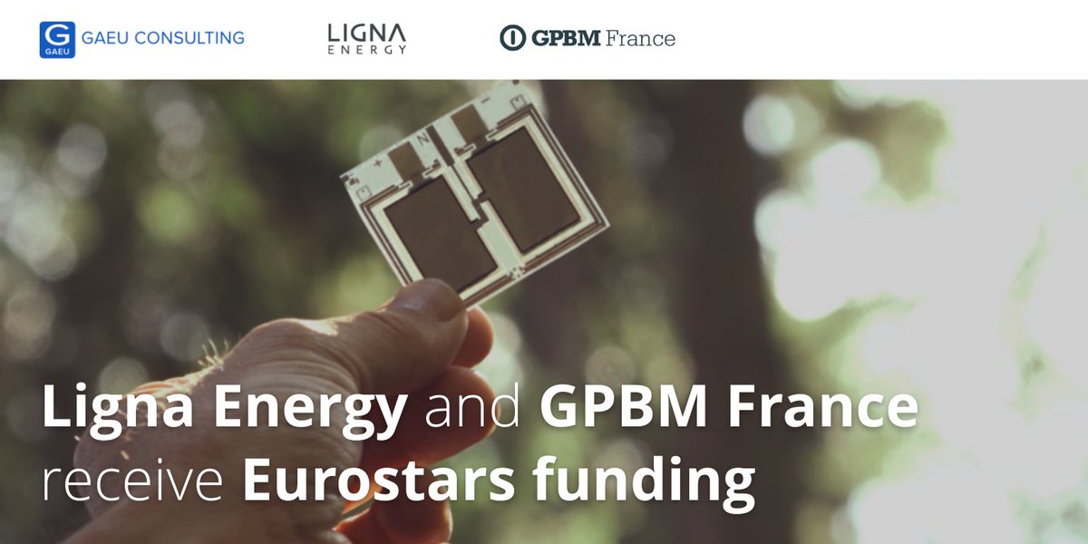 GAEU_Consulting's tweet photo. Ligna Energy and GPBM France receive with @GAEU_Consulting support a prestigious Eurostars grant to co-develop new IoT sensor applications based on Ligna’s revolutionary green storage technology. 
#eurostars #eufunding #gaeuconsulting #greentechnology https://t.co/IwVnQa3Egc
