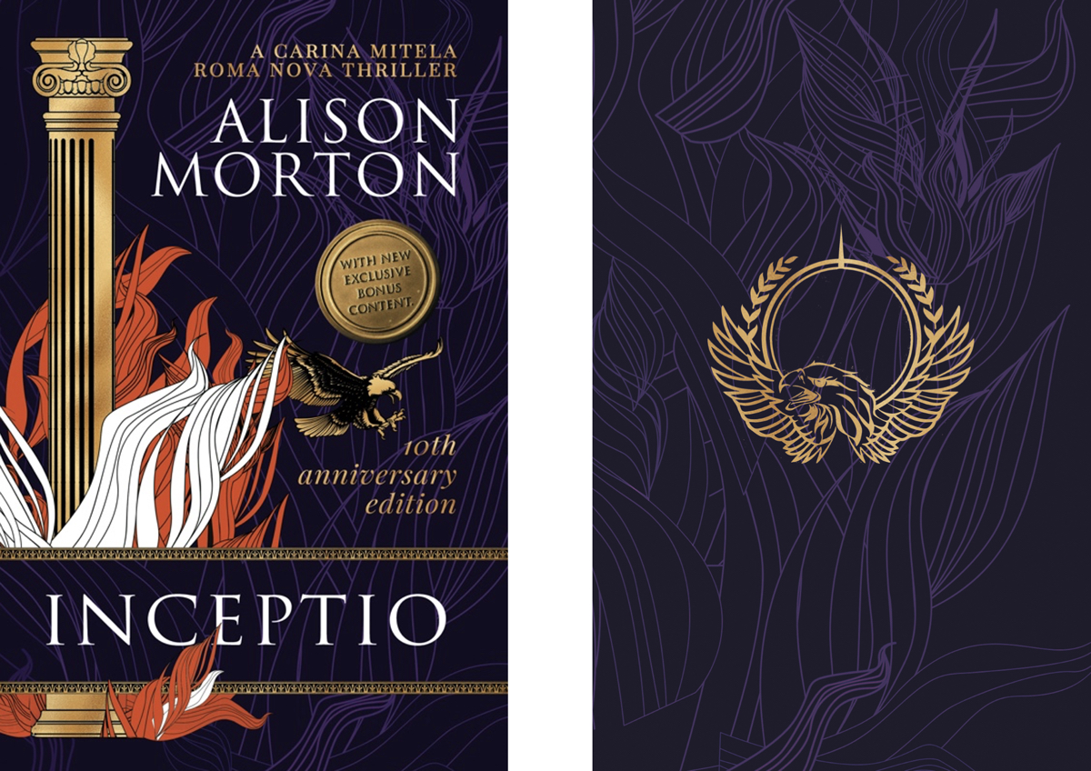 alison_morton's tweet photo. The #secretproject revealed! To celebrate 10 years of INCEPTIO, a hardback (with dustjacket!) will be out on 28 March with new, exclusive content including 2 short stories and 3 conversations from other characters. Here are the dustjacket and cover images:
#10yearsINCEPTIO #books https://t.co/4M4Gl1CgXN