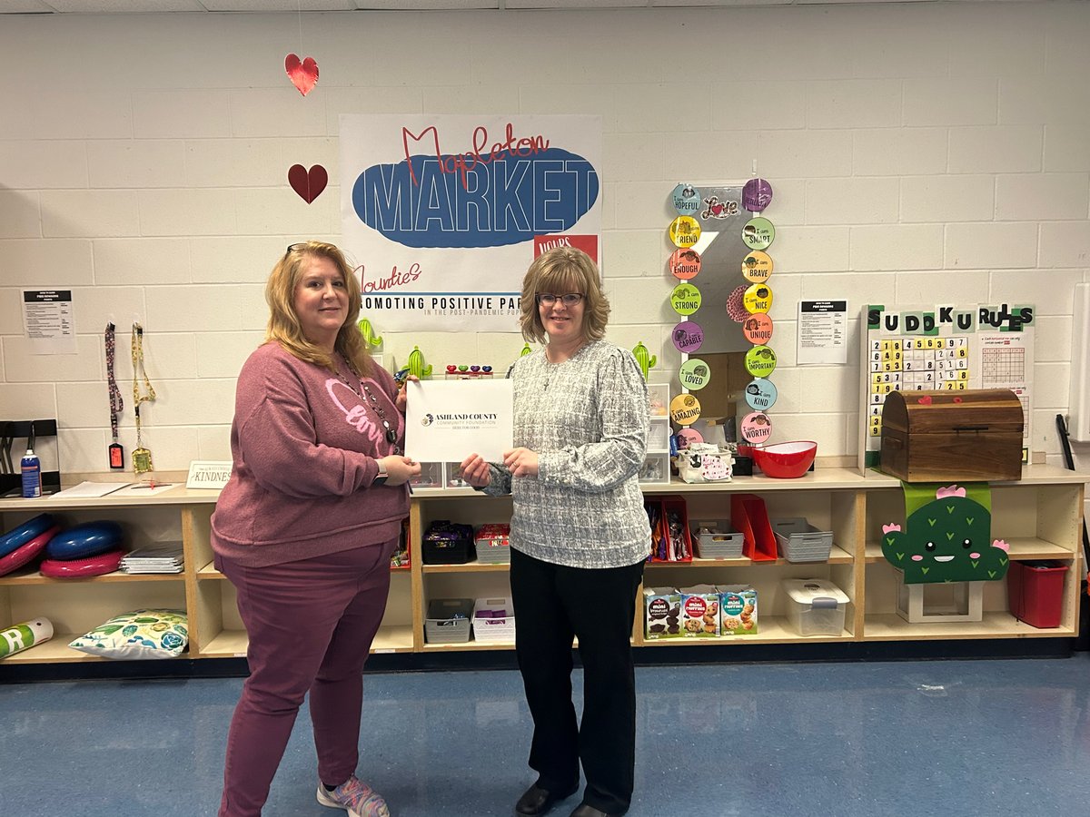 mapletonproud's tweet photo. Congratulations to Ashland County Community Foundation teacher mini-grant recipient, Monica Ralph. Grant dollars will be used to expand the middle school use of their new Positive Behavioral Interventions & Support System. Congratulations, Mrs. Ralph! β₯οΈπ #mapletonmiddleschool https://t.co/THIo9TUW2A
