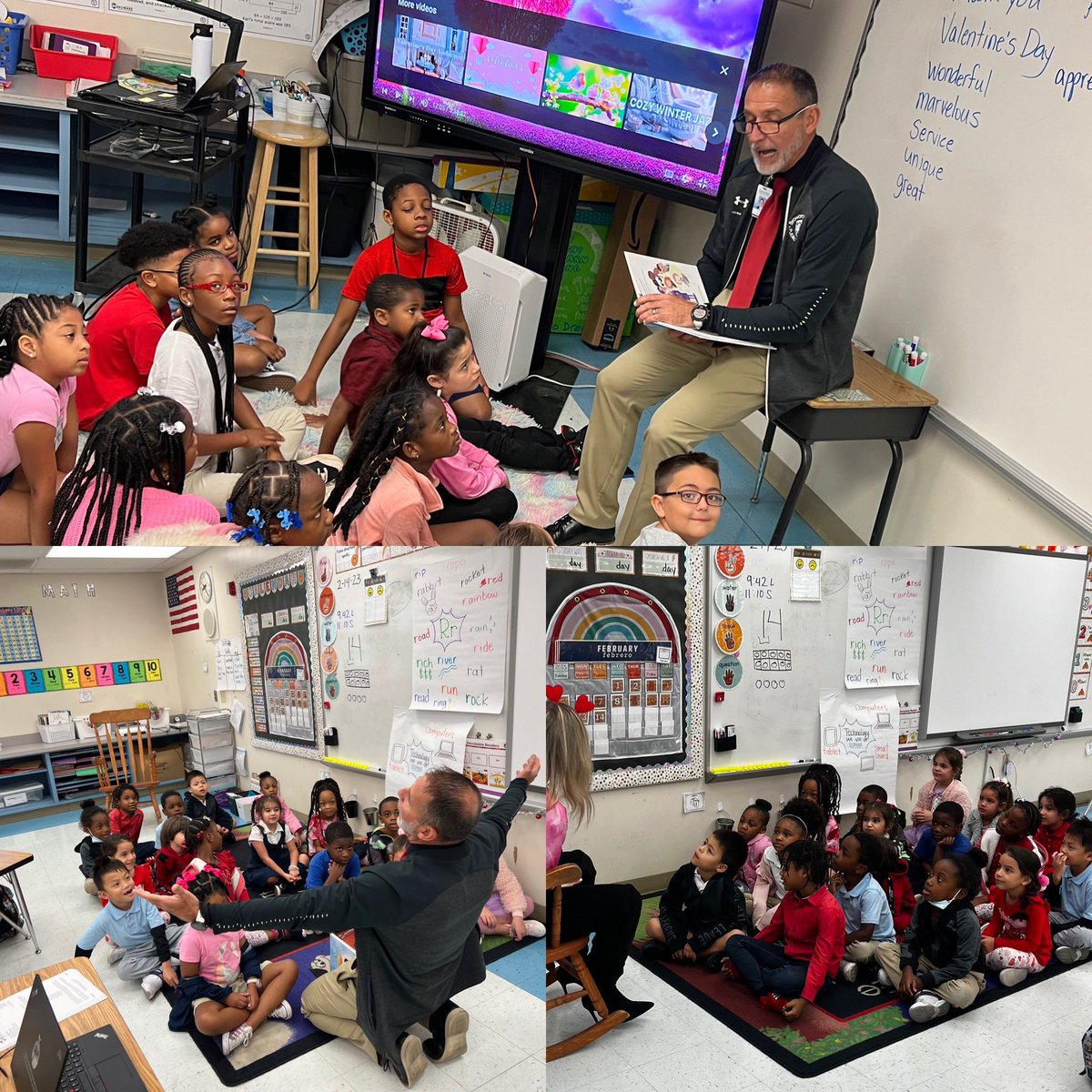 Mr. Alejo and Ms. Reyes visit classrooms to share stories of kindness, love, and friendship with our Parrots! <a href="/CPEPrincipal1/">Juan C Alejo</a> #2getherInServiceandLove