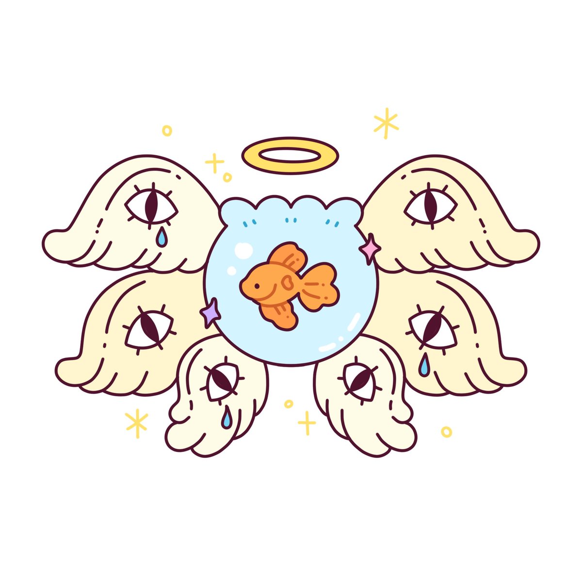 「biblically accurate goldfish 」|Anelien ✨ sticker con day 2✨のイラスト