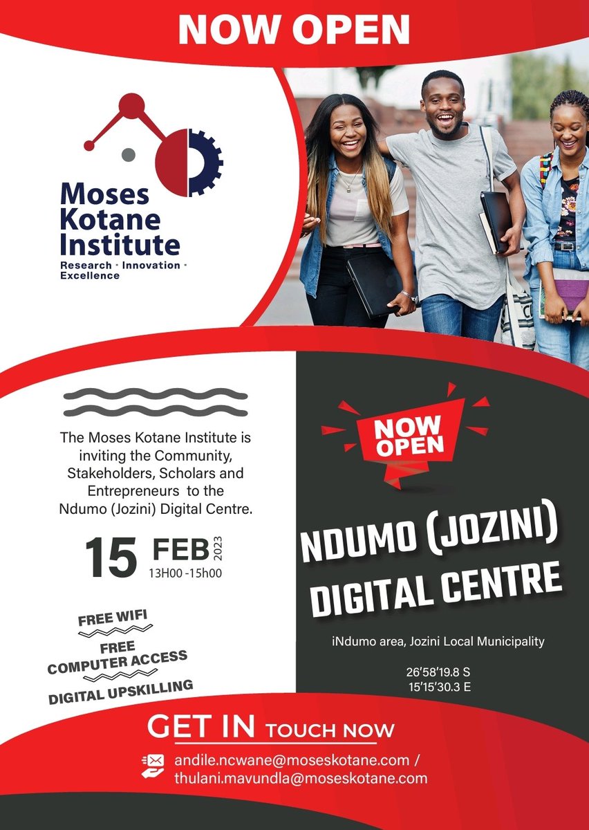 moseskotaneinst's tweet photo. The Moses Kotane Institute invites all interested individuals and members of the community to attend Roadshow campaign at Indumo Area, Jozini.
#MKI
#digitalcenter
#Jozini https://t.co/4dBDey6VLp