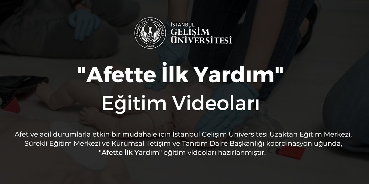 Afet ve acil durumlarla etkin bir müdahale için  "Afette İlk Yardım" eğitim videoları hazırlanmıştır. 

İGÜ Sağlık Hizmetleri Meslek Yüksekokulu Öğr. Gör. Nurcan Esin tarafından verilen eğitim serisine linkten ulaşabilirsiniz👇

🔗youtube.com/playlist?list=…