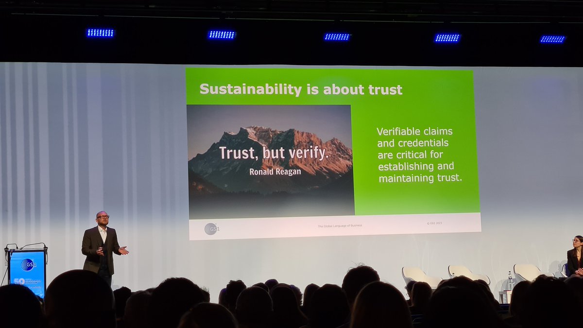 philarcher1's tweet photo. Biggest event of the @gs1 calendar, and from the main stage, a shout out for Verifiable Credentials from @gs1_au's Marcel Sieira. https://t.co/WphZKcS4sp