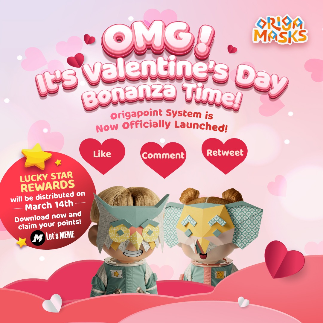 omgStoryboard's tweet photo. OMG! It's valentine's Day Bonanza time!

Origapoint system is now officially launched! Do Like, Retweet &amp;  Comment, and get your 2X points in the first 3 days starting from now. Get as many points as you could to be on the leaderboard and stand a chance for grand prizes.
👇 https://t.co/it3vO2U2fI