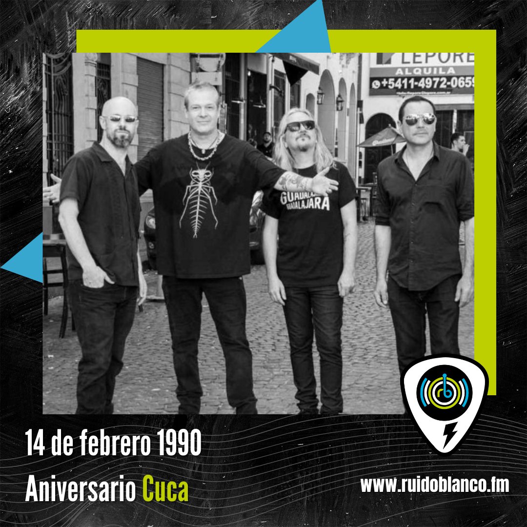 ruidoblancofm's tweet photo. Un día como hoy en 1990 se presentan por primera vez una de las más grandes bandas del rock nacional. ¡Felices 33 años a @cuca_oficial! 😎🎵🤘
¿Con qué rola los celebramos? ¿Sugerencias? 🔥🎉
#RuidosdeAniversario #Cuca https://t.co/IBxyuG0NpL
