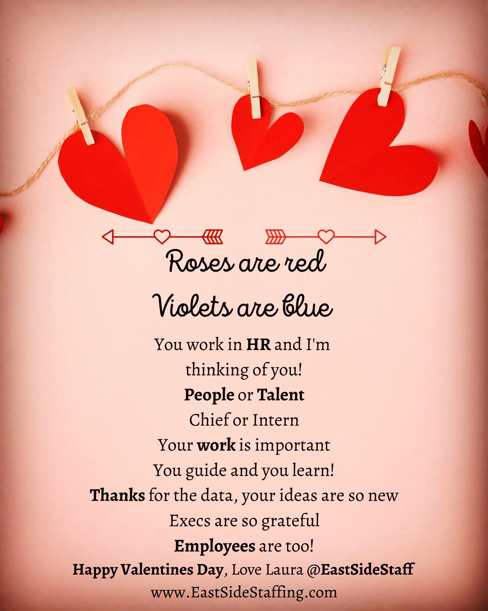 EastSideStaff's tweet photo. I 💓 you! You are important. You are loved. You matter. Your work matters. Here for you always! #HRCommunity #RecruiterTwitter #HappyValentinesDay #LearnWithLauraHR https://t.co/dmHNaU9PNf