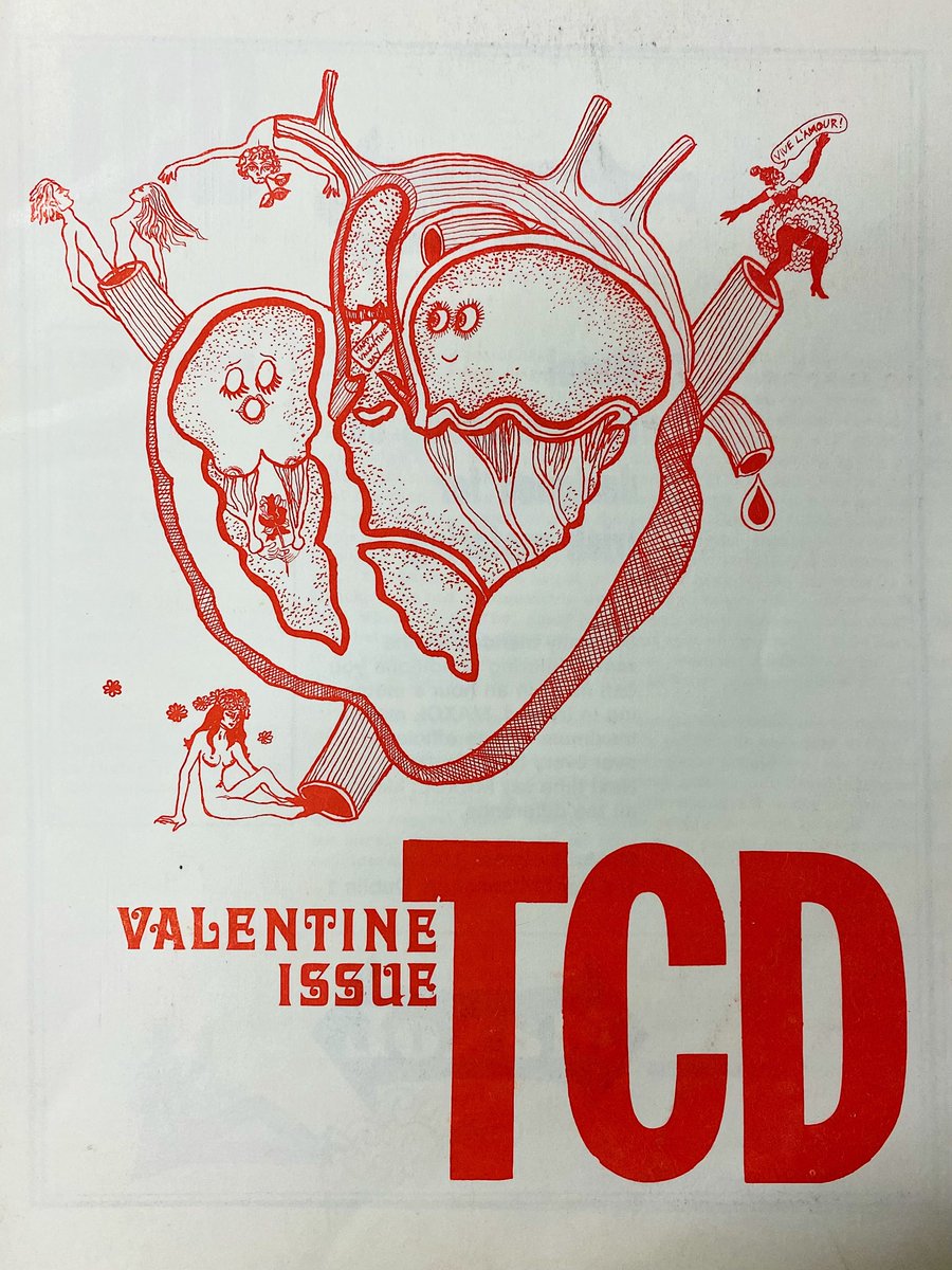 Happy Valentine’s Day from Trinity Publications🫀
Enjoy this cover art from the 1969 Valentine’s issue of Ireland’s oldest student magazine, now known as Misc. Magazine (formerly ‘TCD’)