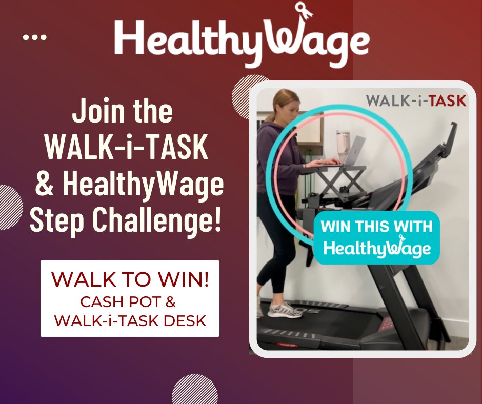 We are collaborating with @HealthyWage to help you crush your step challenge and weight loss goals! #treadmilldesk #treadmill #weightloss