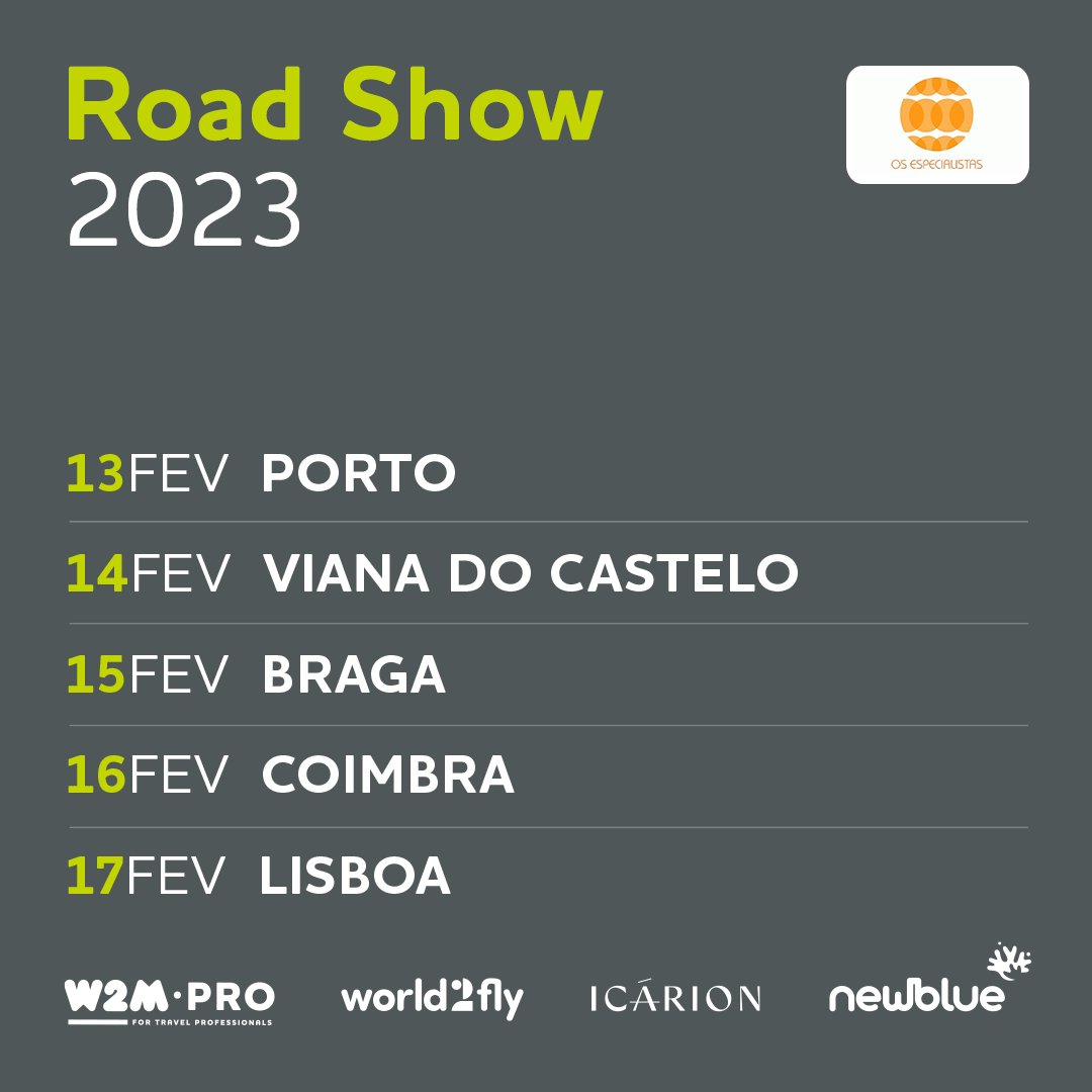 World2Meet's tweet photo. #W2MPRO #Portugal participa no #Roadshow 𝘖𝘴 𝘌𝘴𝘱𝘦𝘤𝘪𝘢𝘭𝘪𝘴𝘵𝘢𝘴, um grupo de empresas onde a especialidade e qualidade em produtos e serviços fazem diferença.

Um evento que nos leva juntamente com outros #agentesdeviagens numa viagem do #Porto até #Lisboa. https://t.co/Fvf9H0A70m