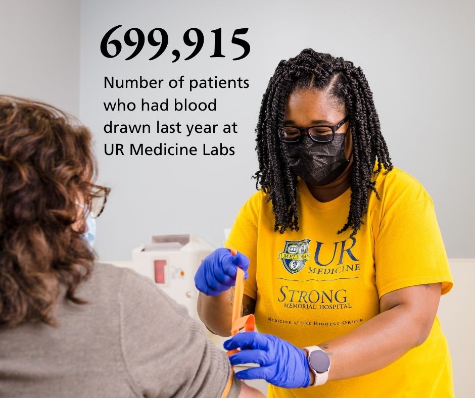 URMed_Pathology's tweet photo. Celebrating National Phlebotomists Recognition Week and recognizing our team of 175 skilled phlebotomists. Your hard work and attention to detail directly affect each patient’s care journey. Thanks for all you do! #AMTPhlebotomistsWeek #NationalPhlebotomistWeek https://t.co/nQUpea3NcS