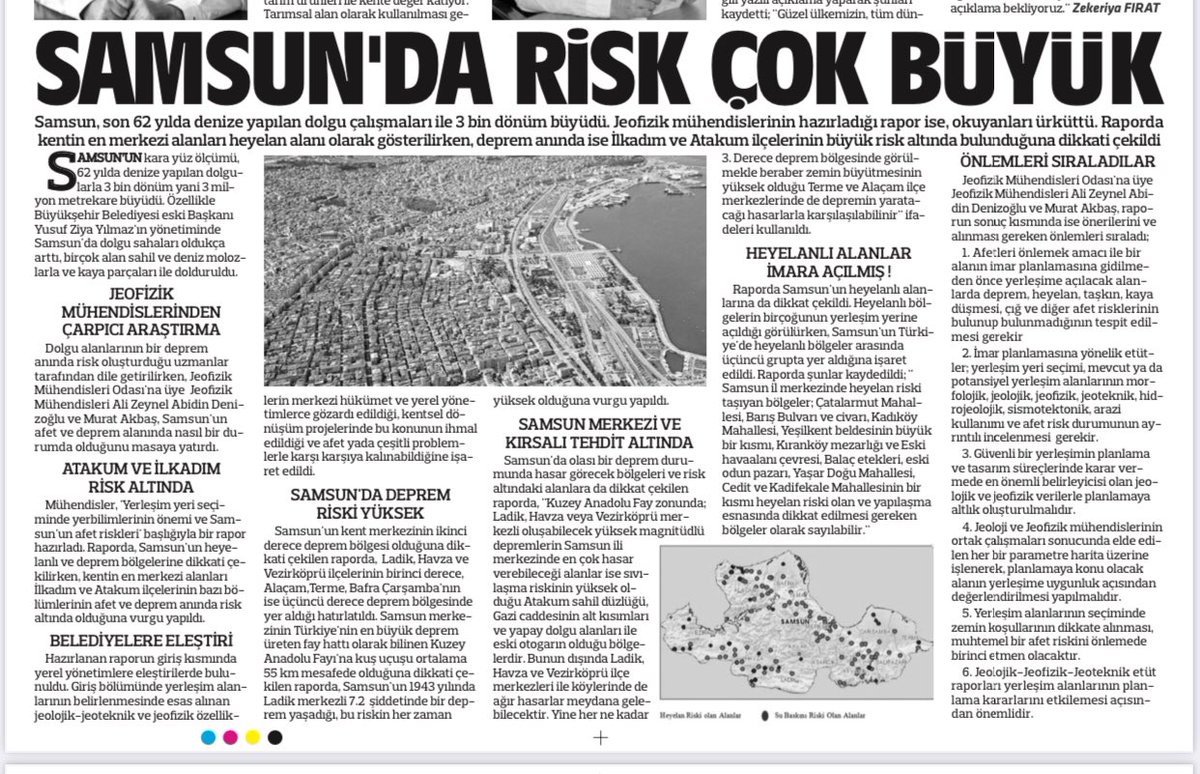 Yenercabbar's tweet photo. Samsun’daki deprem riski ile ilgili @HedefHALK’ta yayınlanan ve jeofizikçi mühendislerin raporu olan haberi,halkın bilgilenmesi için paylaşıyorum.Belediyelerin ihmali ile heyelanlı bölgelerin imara açılmasının oluşturduğu risk ve tehlikedeki mahalleri iyi okumanızı tavsiye ederim https://t.co/xB8Z8Eumkd