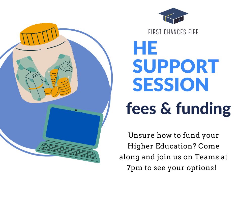 Tonight we will be hosting another HE Support Session for S6. We will be discussing a range of funding options for students to support them on their journey to Higher Education 
Parents and carers have also been invited so feel free to join us!