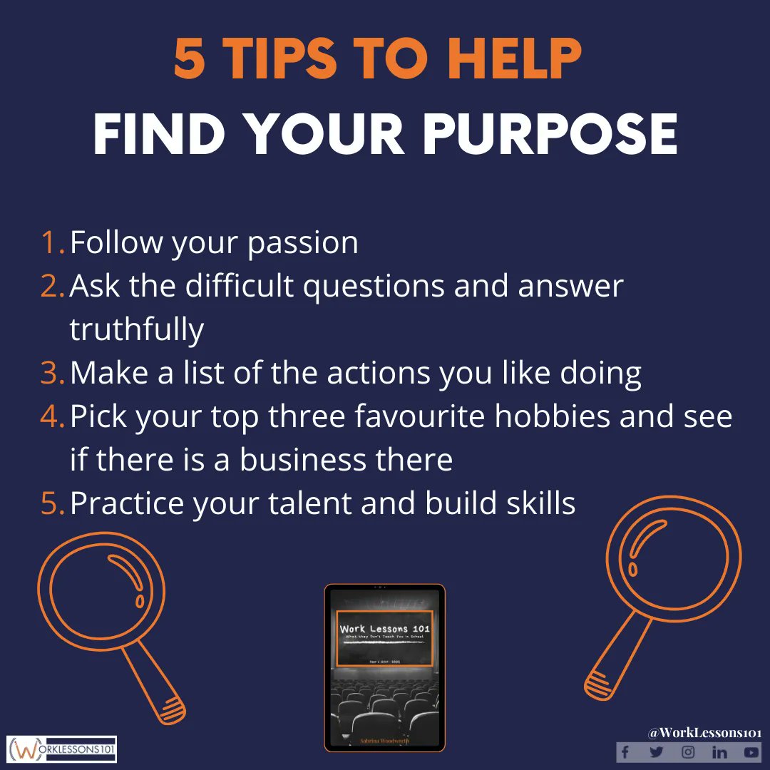 worklessons101's tweet photo. Since I did not pursue a passion at the start of my career and only started doing it in year 11, I tend to be someone who advises young aspiring professionals to pursue their passion.
📢📣 What tips have helped you find your purpose?
#WorkLesson101 https://t.co/3yfMlZKe2y
