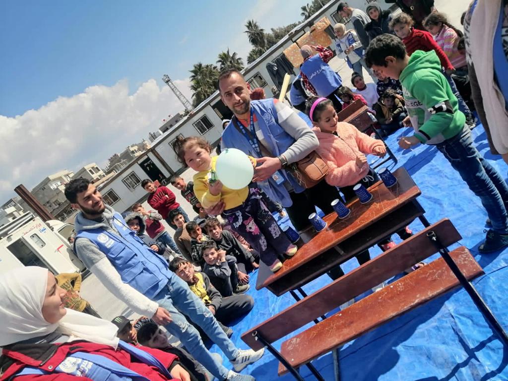 UNRWA's tweet photo. 📍#Syria Children are receiving Psychosocial support to help them cope with trauma after the catastrophic #earthquake

Activities delivered by our professionals are designed to positively engage children with friends &amp; their community

You can support us👇 https://t.co/nqzkXDPTzT https://t.co/wVGXEMkkvx