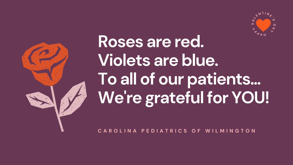 Happy Valentine's Day! There are no words to express how much we appreciate every single one of our patients and team members 💕

#valentinesday #happyvalentinesday #appreciationpost #carolinapediatrics #carolinapediatricsfamily #carolinapedswilm #wilmingtonnc #grateful