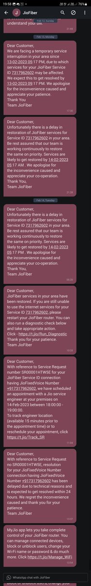 abhijeetmandora's tweet image. @JioCare @reliancejio @reliancegroup sir my internet is down for more than 24hrs I have made may complaints i have begged to your employees in indore to resolve the matter but no body is helping me🙏🙏🙏my Sr no. SR00001HTW5E #worst #worstcustomercare #customerservice please help
