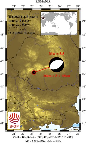 InfoMeteoTuit's tweet photo. #Terremoto de M 5.5 en #Rumania,muy superficial y ampliamente sentido.Le han sucedido varias replicas. Uno más dentro de una serie sísmica que comenzó ayer. Al parecer no hay víctimas,solo el lógico pánico con personas en la calle. Algunos daños materiales. https://t.co/sfYiht0Ihr