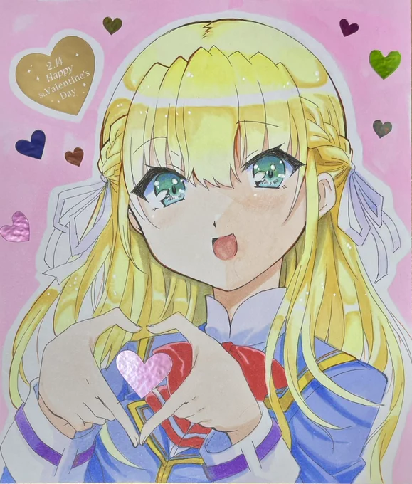 今日のアナログイラスト89日目はヘブバンのつかさっち!お誕生日おめでとう!そしてハッピーバレンタイン!#東城つかさ生誕祭2023#ヘブバンキャラ生誕祭 
