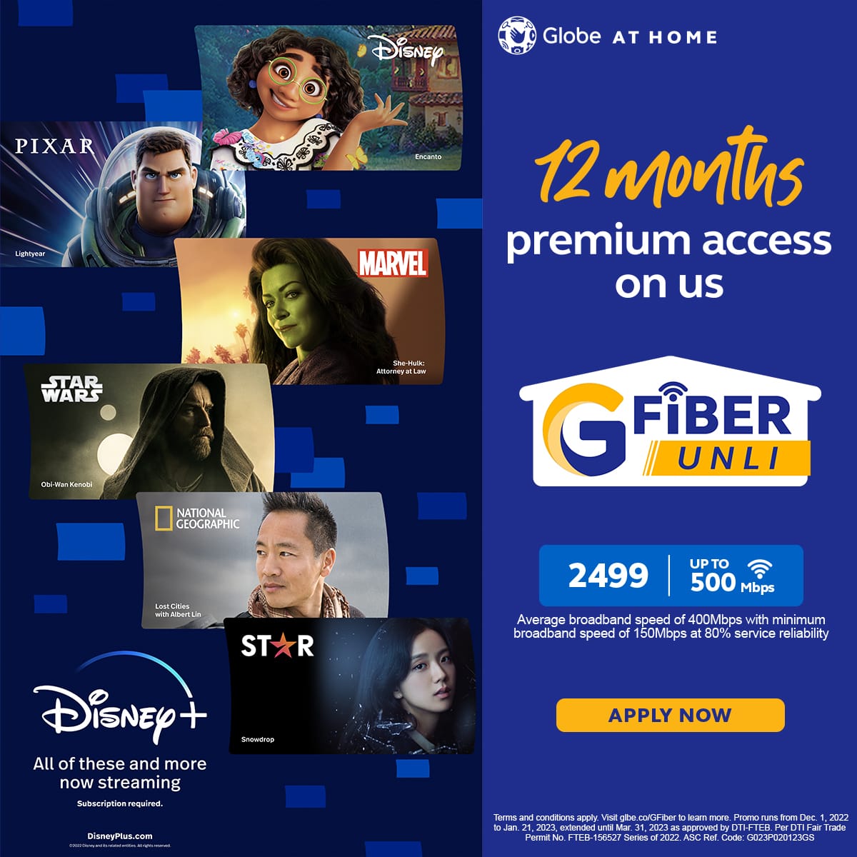 Paul_Avila's tweet photo. #ComeHomeToWonder with #DisneyPlusPH when you apply for GFiber Unli Plan 2499 today and get 12 months Disney+ premium access on us! 

You can message me for more details or click the link below to apply now! 
https://t.co/eIUedfewe9 https://t.co/zjNjbhZonK