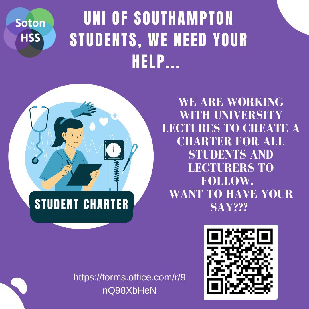Health Sciences, UoS (@hsciences) on Twitter photo Our brilliant Health Science Society Students <a href="/sotonhss/">UoS Health Science Society</a> are working with our lecturers to complete a student charter for both us and them to follow.
We want to make this as student led as possible!
👉 Have your say here: forms.office.com/r/9nQ98XbHeN Our brilliant Health Science Society Students <a href="/sotonhss/">UoS Health Science Society</a> are working with our lecturers to complete a student charter for both us and them to follow.
We want to make this as student led as possible!
👉 Have your say here: forms.office.com/r/9nQ98XbHeN