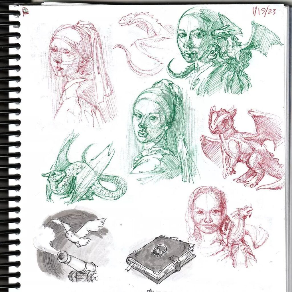 emilypritchart's tweet photo. Thinking about a new painting idea...
.
#sketchbookdoodles #sketchbookart #girlwithapearlearring #babydragon #shoulderdragon #pensketches #fantasysketch # https://t.co/FIeMRVMVPW https://t.co/mg3z8q2khe