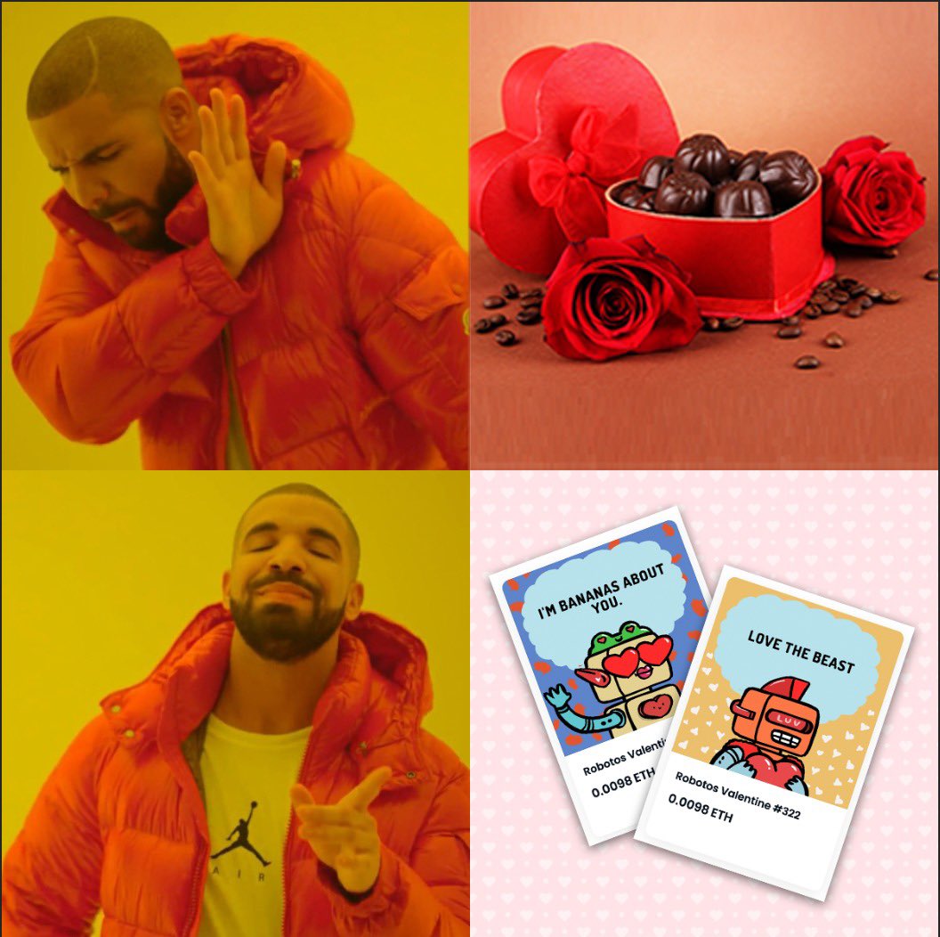 tribeonedefi's tweet photo. It’s #ValentinesDay, and what's a better gift for your loved one than an NFT? 💕

Sweep your Valentine off their feet w/ an everlasting token of #love by sending #NFTs like @RobotosNFT gift cards or romantic artworks😉

Head over to 👉 https://t.co/U8XPG0ycu4

$HAKA #crypto #web3 https://t.co/N82jUWXEOG