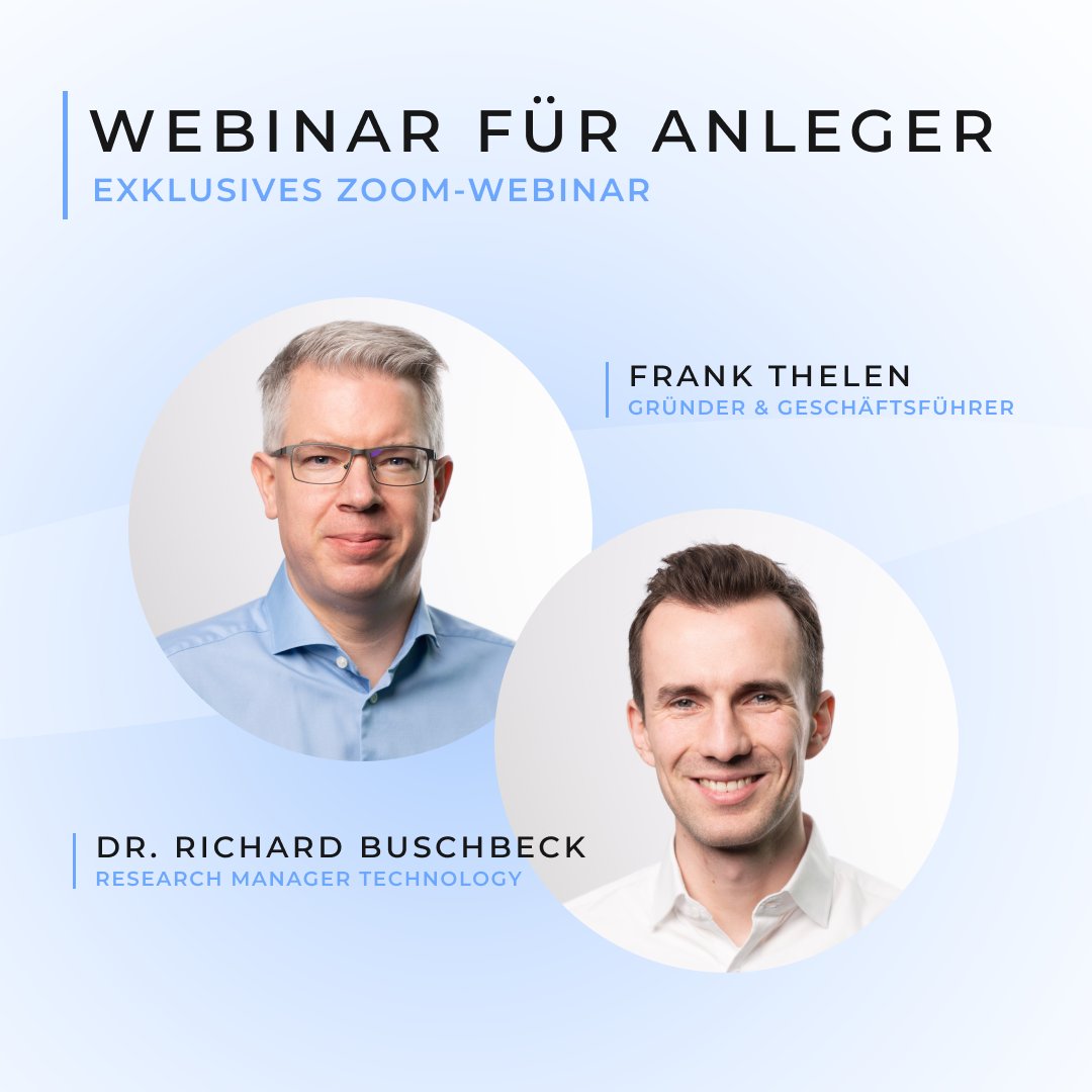 teq_capital's tweet photo. Morgen habt ihr die Möglichkeit, uns in einem Zoom-Webinar eure Fragen zu unserem neuen  Fonds zu stellen. @frank_thelen und Richard freuen sich auf eure Fragen und den Austausch mit euch. 

Meldet euch jetzt an – die Plätze sind begrenzt:
https://t.co/skGFTO9G0s https://t.co/OZ6Je7px4H