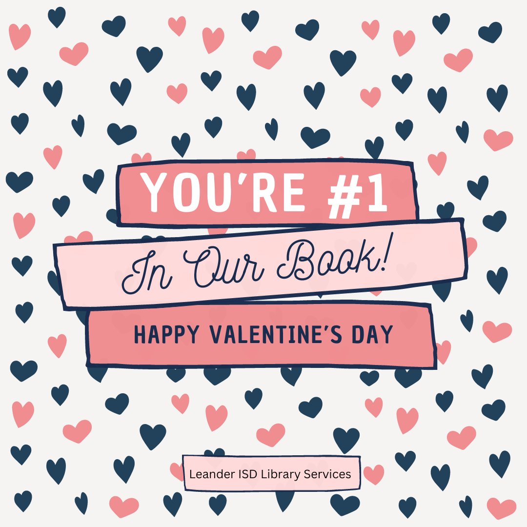 💗💗💗💗💗💗💗💗💗💗💗💗
Happy Valentine's Day! Which #1LISD school library is #1 in your book? #leanderisdlib #ValentinesDay #schoollibraries
💗💗💗💗💗💗💗💗💗💗💗💗