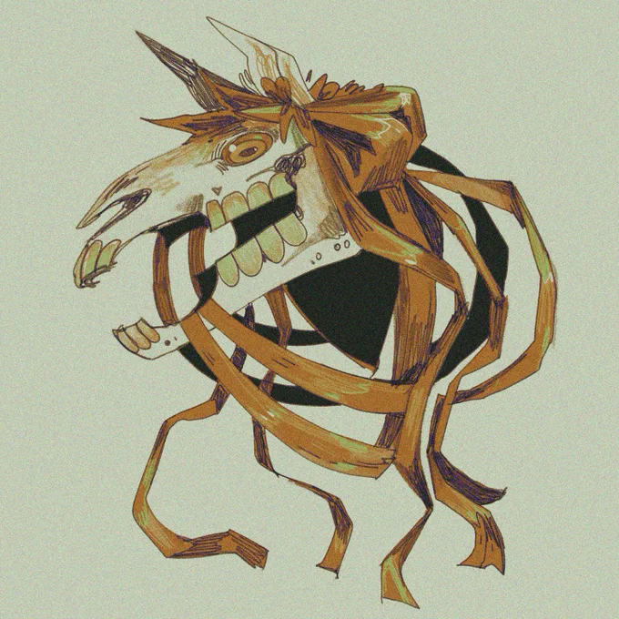 Krampus and Mari Lwyd, patr/on sticker designs from December 