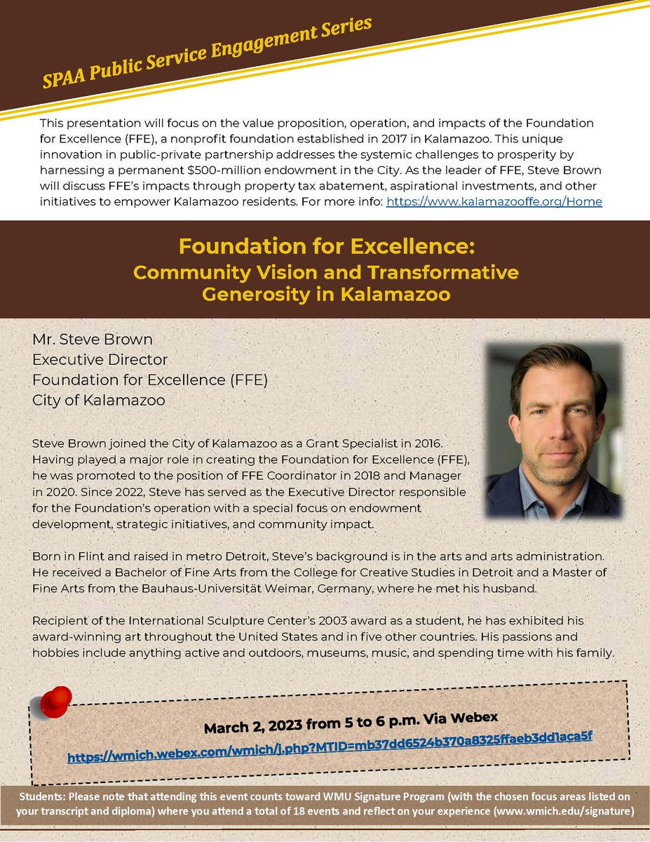 WMUSPAA's tweet image. For link to presentation go to wmich.edu/spaa/events