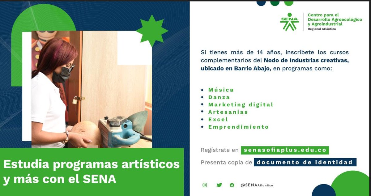 SenaAtlantico's tweet photo. ¿Te atreves a estudiar con los mejores? 😎🤓📚

Tenemos para ti convocatorias de formación complementaria en nuestra sede de Industrias Creativas.🎼🎨💻🎸

Observa la oferta e inscríbete aquí 👇

https://t.co/I7fNOk1UPn https://t.co/e2SLwsff92