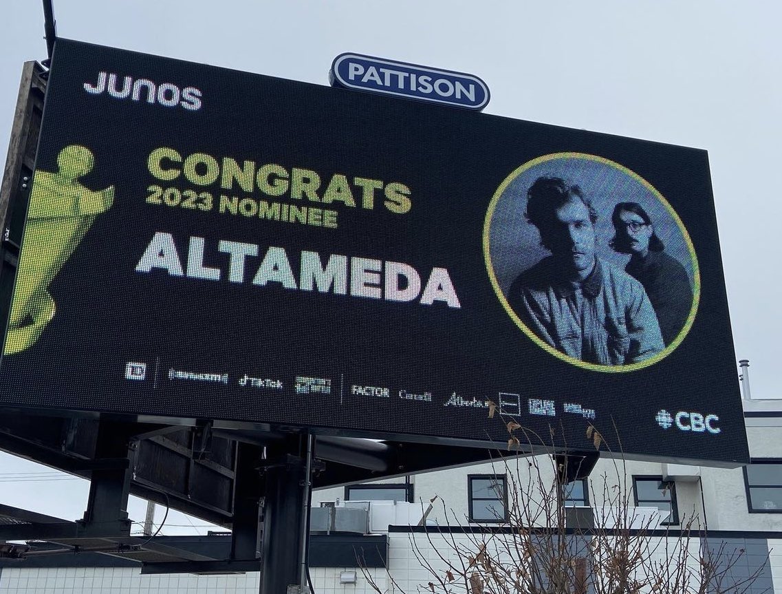 Here we are celebrating Valentine’s Day by celebrating <a href="/altameda780/">Altameda</a> and their quick run of shows out in ‘Berta around <a href="/TheJUNOAwards/">The JUNO Awards</a> 🖤!

3/10 @ 9910 (#JUNOFest)*
3/12 @ Bo’s**
3/17 @ King Eddy’s**

* w/ <a href="/KatieeTupperr/">Katie Tupper</a> 
** w/ #EvanRedsky

P.S. Have you seen their billboard 👀??