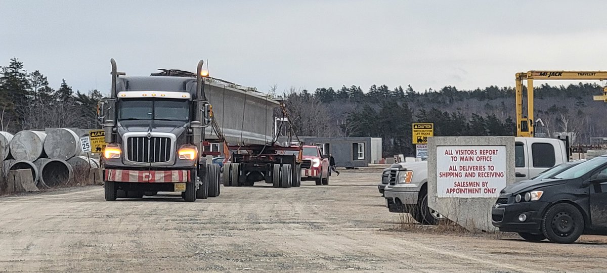 totaltransport9's tweet photo. Happy Valentine’s Day and Total Transport Tuesday all! Check out Devon Corbett hauling bridge I beams from Stracon to the new 107 Burnside to Sackville extension. An excellent picture as always from Mervyn Tufts. Thank you! #highwaywork #heartdayhauling #totaltransportandrigging https://t.co/SRZXkD698z