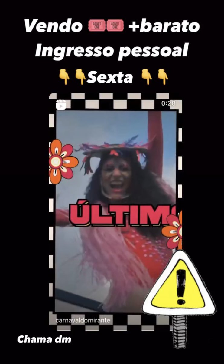 VENDO INGRESSO 
🎟 | Carnaval do Mirante
🗓️ | Sexta 17/02
Instagram - @brenn0u