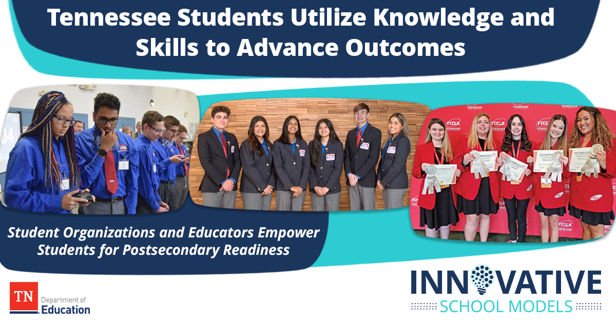 As a part of #InnovativeSchoolModelsTN &amp; national #CTEMonth, we are highlighting the advances that Career &amp; Technical Student Organizations have made in utilizing CTE knowledge &amp; skills to improve student outcomes in postsecondary education &amp; the workforce across TN.