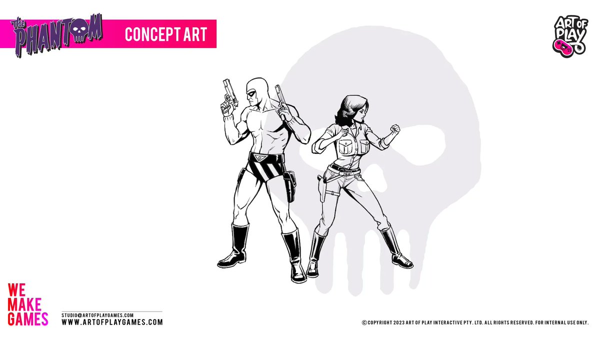 Chronicle_Tweet's tweet photo. A second sneak peak of the #PhantomGame including the first look of Diana. Our Patreons have already seen it and now you can also. What we noticed is that #ThePhantom is very athletic looking & not an overmuscled American superhero. We like this style - do you?
@_phantomgame https://t.co/hSMiyoEWcX